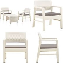 Salon de jardin 3 pcs Plastique Blanc - Salon De Jardin - Meubles De Jardin - Set De Salon - Ensemble De Balcon - Mobilier D'extérieur - Home & Living