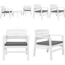 Salon de jardin 3 pcs Plastique Blanc - Salon De Jardin - Meubles De Jardin - Set De Salon - Ensemble De Balcon - Mobilier D'extérieur - Home & Living