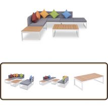 Salon de jardin 4 pcs avec coussins Aluminium et wpc - Canapé D'angle - Salon De Jardin - Meubles De Jardin - Mobilier De Jardin - wpc