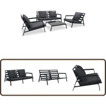 Salon de jardin 4 pcs avec coussins Aluminium Gris foncé - Salon De Jardin - Meubles De Jardin - Canapé Extérieur - Set De Salon - Canapé Aluminium