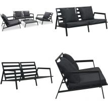 Salon de jardin 4 pcs avec coussins Aluminium Gris foncé - Salon De Jardin - Meubles De Jardin - Canapé Extérieur - Set De Salon - Canapé Aluminium