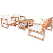 Fimei Salon de jardin 4 pcs avec coussins Bambou