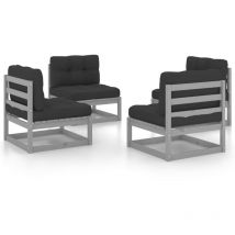 Inlife Salon de jardin 4 pcs avec coussins Bois de pin massif
