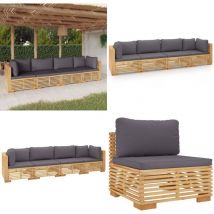 Salon de jardin 4 pcs avec coussins Bois de teck solide - Salon De Jardin - Meubles De Jardin - Set De Salon De Jardin - Meubles En Teck - Mobilier