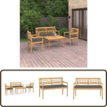 Salon de jardin 4 pcs avec coussins Bois de teck solide - Mobilier De Jardin - Salon De Jardin - Set De Jardin - Meubles De Jardin - Teck