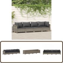 Salon de jardin 4 pcs avec coussins Gris Résine tressée - Salon De Jardin - Meuble De Jardin - Ensemble De Salon De Jardin - Résine Tressée