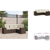 Salon de jardin 4 pcs avec coussins marron résine tressée - Ensemble De Canapés De Jardin - Ensembles De Canapés De Jardin - Ensemble De Canapés