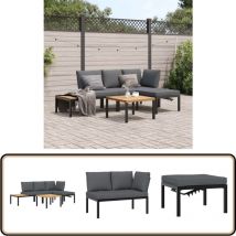 Salon de jardin 4 pcs avec coussins noir aluminium - Salon De Jardin - Mobilier De Jardin - Salon Extérieur - Canapé D'extérieur - Set De Jardin