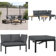 Salon de jardin 4 pcs avec coussins noir aluminium - Salon De Jardin - Mobilier De Jardin - Salon Extérieur - Canapé D'extérieur - Set De Jardin
