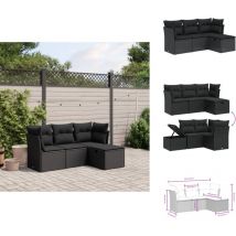 Salon de jardin 4 pcs avec coussins noir résine tressée - Salon De Jardin - Mobilier Extérieur - Salon D'extérieur - Set De Salon - Canapé D'extérieur
