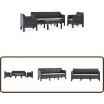 Salon de jardin 4 pcs avec coussins pp Rotin Anthracite - Ensemble Salon De Jardin - Salon Extérieur - Meuble De Jardin - Mobilier D'extérieur