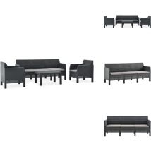 Salon de jardin 4 pcs avec coussins pp Rotin Anthracite - Ensemble Salon De Jardin - Salon Extérieur - Meuble De Jardin - Mobilier D'extérieur