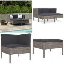 Salon de jardin 4 pcs avec coussins résine tressée gris - Salon De Jardin - Mobilier De Jardin - Set De Salon De Jardin - Meubles De Jardin - Résine