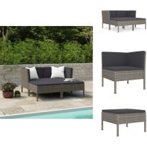 Salon de jardin 4 pcs avec coussins résine tressée gris - Salon De Jardin - Mobilier De Jardin - Set De Salon De Jardin - Meubles De Jardin - Résine