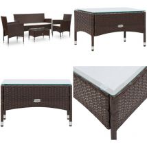 Salon de jardin 4 pcs avec coussins Résine tressée Marron - Salon De Jardin - Mobilier De Jardin - Set Salon De Jardin - Rotin - Meubles De Jardin