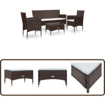 Salon de jardin 4 pcs avec coussins Résine tressée Marron - Salon De Jardin - Mobilier De Jardin - Set Salon De Jardin - Rotin - Meubles De Jardin