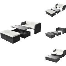 Salon de jardin 4 pcs avec coussins Résine tressée Noir - Ensemble Salon De Jardin - Mobilier De Jardin - Salon D'extérieur - Meubles De Terrasse