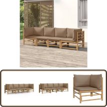 Salon de jardin 4 pcs avec coussins taupe bambou - Salon De Jardin - Mobilier De Jardin - Ensemble De Salon - Meubles De Jardin - Bambou