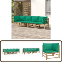 Salon de jardin 4 pcs avec coussins vert bambou - Salon De Jardin - Mobilier De Jardin - Ensemble De Salon - Meubles De Jardin - Bambou