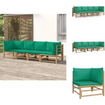 Salon de jardin 4 pcs avec coussins vert bambou - Salon De Jardin - Mobilier De Jardin - Ensemble De Salon - Meubles De Jardin - Bambou
