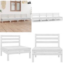 Salon de jardin 4 pcs Blanc Bois de pin massif - Salon De Jardin - Mobilier De Jardin - Ensemble De Salon De Jardin - Bois De Pin - Blanc - Home &