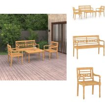 Salon de jardin 4 pcs Bois de teck solide - Meubles De Jardin - Salon De Jardin - Teck - Mobilier Extérieur - Terrasse