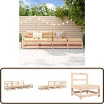 Salon de jardin 4 pcs bois massif de pin - Salon De Jardin - Meuble De Jardin - Ensemble De Salon De Jardin - Meubles De Jardin - Bois Massif