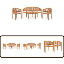 Salon de jardin 4 pcs en forme de banane Bois de teck solide - Ensemble Salon De Jardin - Mobilier De Jardin - Salon De Jardin En Teck - Meubles De
