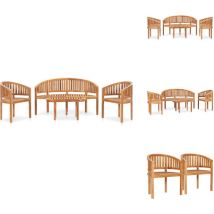 Salon de jardin 4 pcs en forme de banane Bois de teck solide - Ensemble Salon De Jardin - Mobilier De Jardin - Salon De Jardin En Teck - Meubles De