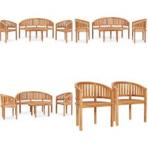 Salon de jardin 4 pcs en forme de banane Bois de teck solide - Ensemble Salon De Jardin - Mobilier De Jardin - Salon De Jardin En Teck - Meubles De
