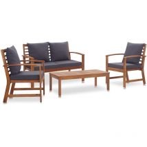 Bonnevie - Salon de jardin 4 pcs Ensemble Table et Chaise de Jardin - avec coussins Bois d'acacia solide BV198227