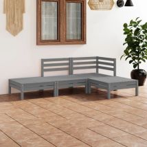 Bonnevie - Salon de jardin 4 pcs Ensemble Table et Chaise de Jardin - Gris Bois de pin massif BV387243