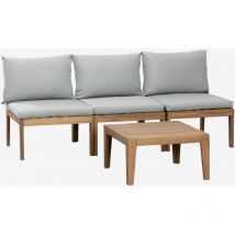 Salon de jardin avec canapé modulable 3 pièces et table basse Filips Sklum Gris Clair