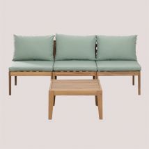 Salon de jardin avec canapé modulable 3 pièces et table basse Filips Sklum Vert Kaki