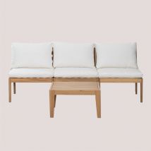 Salon de jardin avec canapé modulable 3 pièces et table basse Filips Sklum Blanc Gardenia