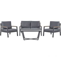 Salon de Terrasse ou Jardin Lounge Avec Table Basse Canapé et 2 Fauteuils en Aluminium avec Coussins Gris Foncé Matières Durables et Design Beliani