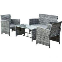 Salon de Jardin 4 Places Gris et Noire Hypolite