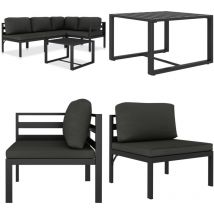 Salon de jardin 5 pcs avec coussins Aluminium Anthracite - Salon De Jardin - Meubles De Jardin - Ensemble De Salon - Canapé D'extérieur - Aluminium