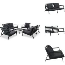 Salon de jardin 5 pcs avec coussins Aluminium Gris foncé - Salon De Jardin - Meubles De Jardin - Canapé Extérieur - Set De Salon - Canapé Aluminium