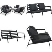 Salon de jardin 5 pcs avec coussins Aluminium Gris foncé - Salon De Jardin - Meubles De Jardin - Canapé Extérieur - Set De Salon - Canapé Aluminium