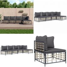 Salon de jardin 5 pcs avec coussins anthracite résine tressée - Canapé De Jardin - Mobilier De Jardin - Salon De Jardin - Set De Salon De Jardin