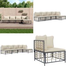 Salon de jardin 5 pcs avec coussins anthracite résine tressée - Canapé De Jardin - Salon De Jardin - Mobilier De Jardin - Set De Salon De Jardin