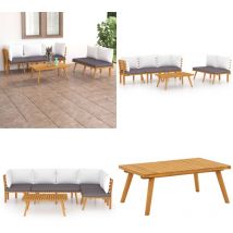 Salon de jardin 5 pcs avec coussins Bois d'acacia solide - Salon De Jardin - Meuble De Jardin - Ensemble De Salon De Jardin - Mobilier De Jardin