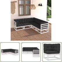 Er-siice - The Living Store Salon de jardin 5 pcs avec coussins Bois de pin massif - Salon De Jardin - Mobilier De Jardin - Ensemble Salon De Jardin