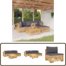 Salon de jardin 5 pcs avec coussins Bois de teck solide - Salon De Jardin - Meubles De Jardin - Set De Salon De Jardin - Terrasse - Jardin