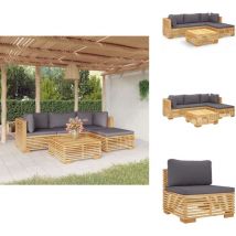 Salon de jardin 5 pcs avec coussins Bois de teck solide - Salon De Jardin - Meubles De Jardin - Set De Salon De Jardin - Terrasse - Jardin