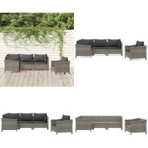 Salon de jardin 5 pcs avec coussins Gris Résine tressée - Salon De Jardin - Mobilier De Jardin - Meubles De Jardin - Set De Salon De Jardin