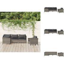 Salon de jardin 5 pcs avec coussins Gris Résine tressée - Salon De Jardin - Mobilier De Jardin - Meubles De Jardin - Set De Salon De Jardin