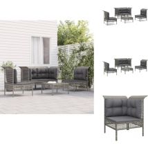 Salon de jardin 5 pcs avec coussins Gris Résine tressée - Salon De Jardin - Mobilier De Jardin - Set Salon De Jardin - Meubles De Jardin - Résine