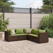 Salon de jardin 5 pcs avec coussins Marron Résine tressée